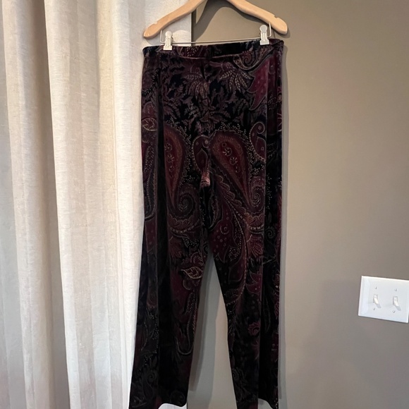 Coldwater Creek Women's Paisley Velvet Straight Leg Pant, Size Medium - Picture 2 of 9